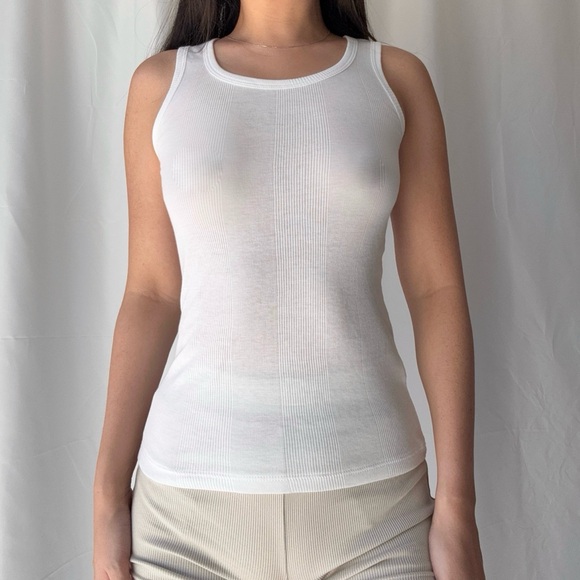 Goldie Tops - Goldie LeWinter VARIEGATED RIB TANK in white